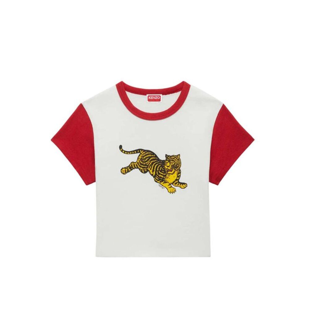 Kenzo Women `Kenzo Jumping Tiger` Cotton Cropped T-Shirt